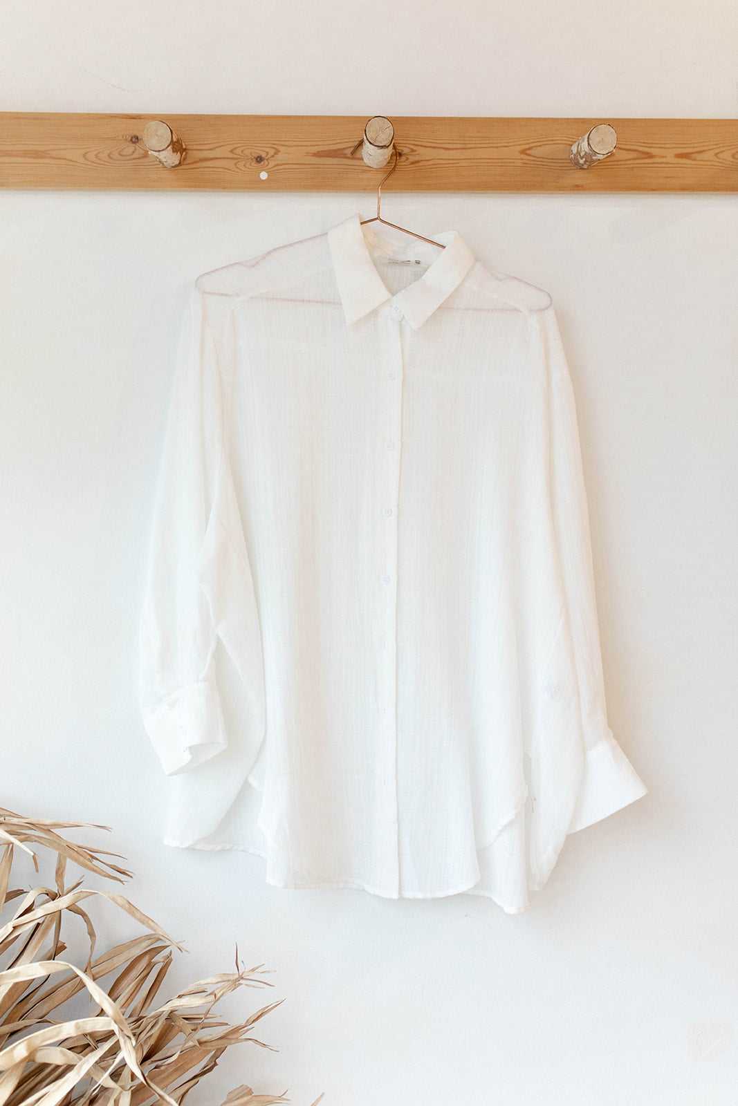 mode, see through button down shirt