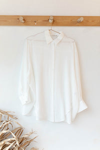 mode, see through button down shirt