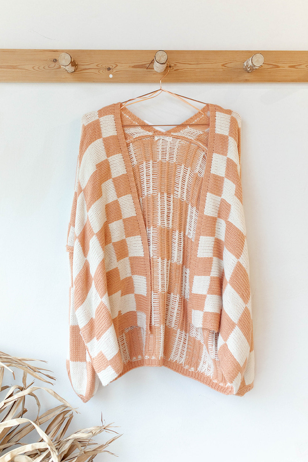 mode, checkmate cardigan
