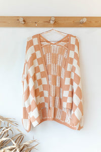 mode, checkmate cardigan
