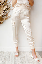 mode, satin shine joggers
