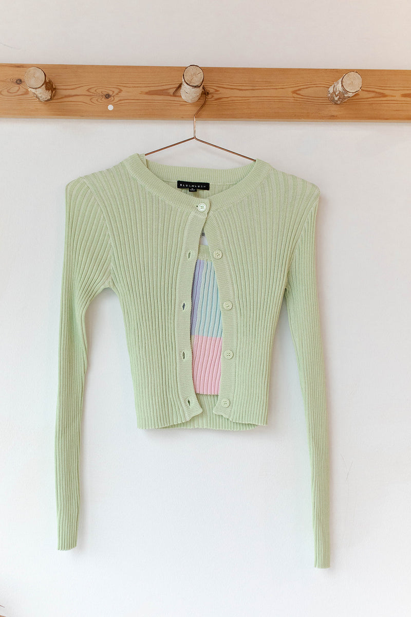 color block cardigan and tank set