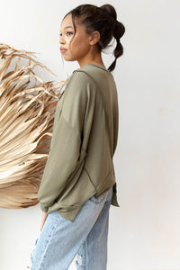 mode, over sized french terry pull over