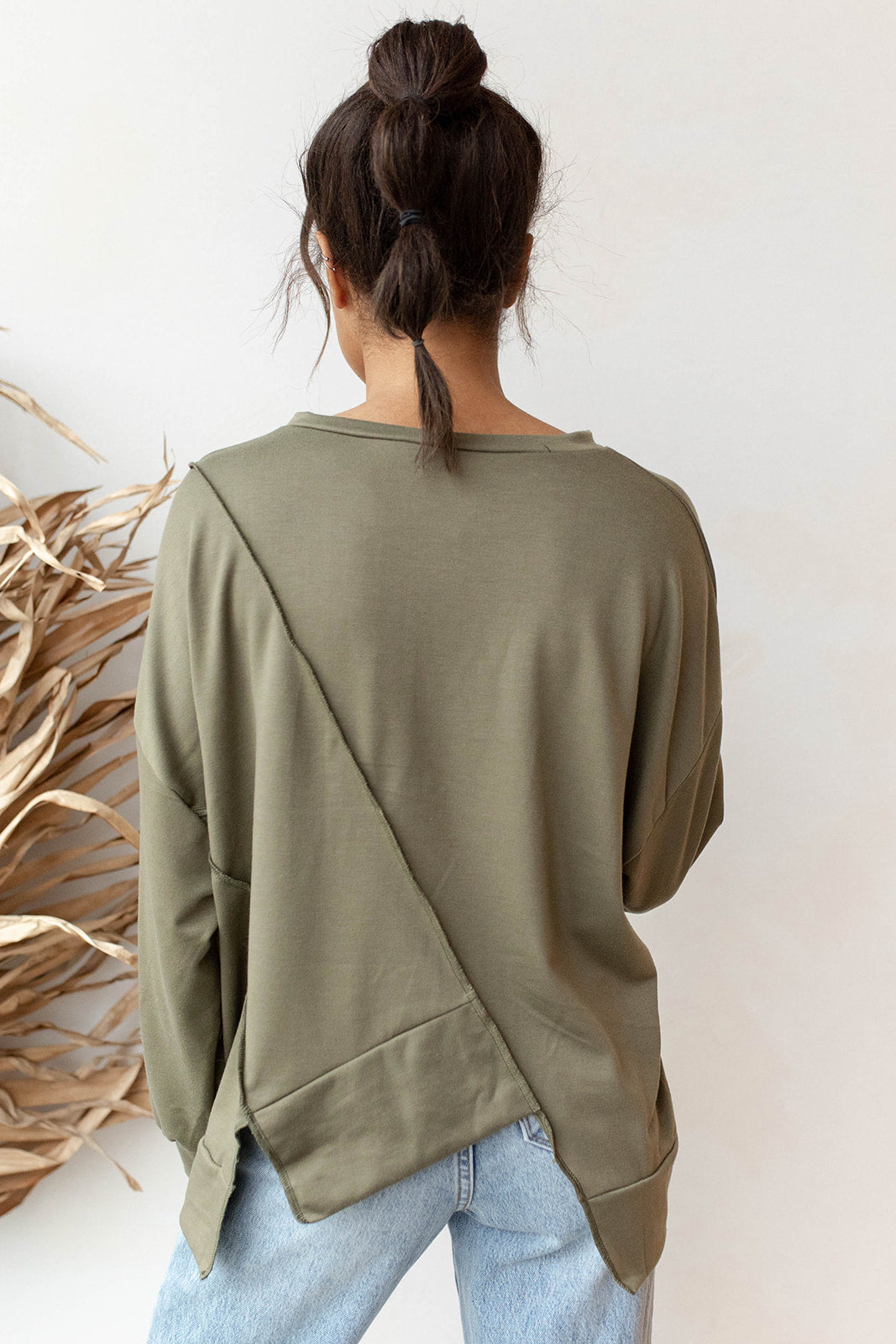 mode, over sized french terry pull over