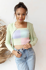 color block cardigan and tank set