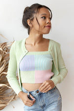 color block cardigan and tank set