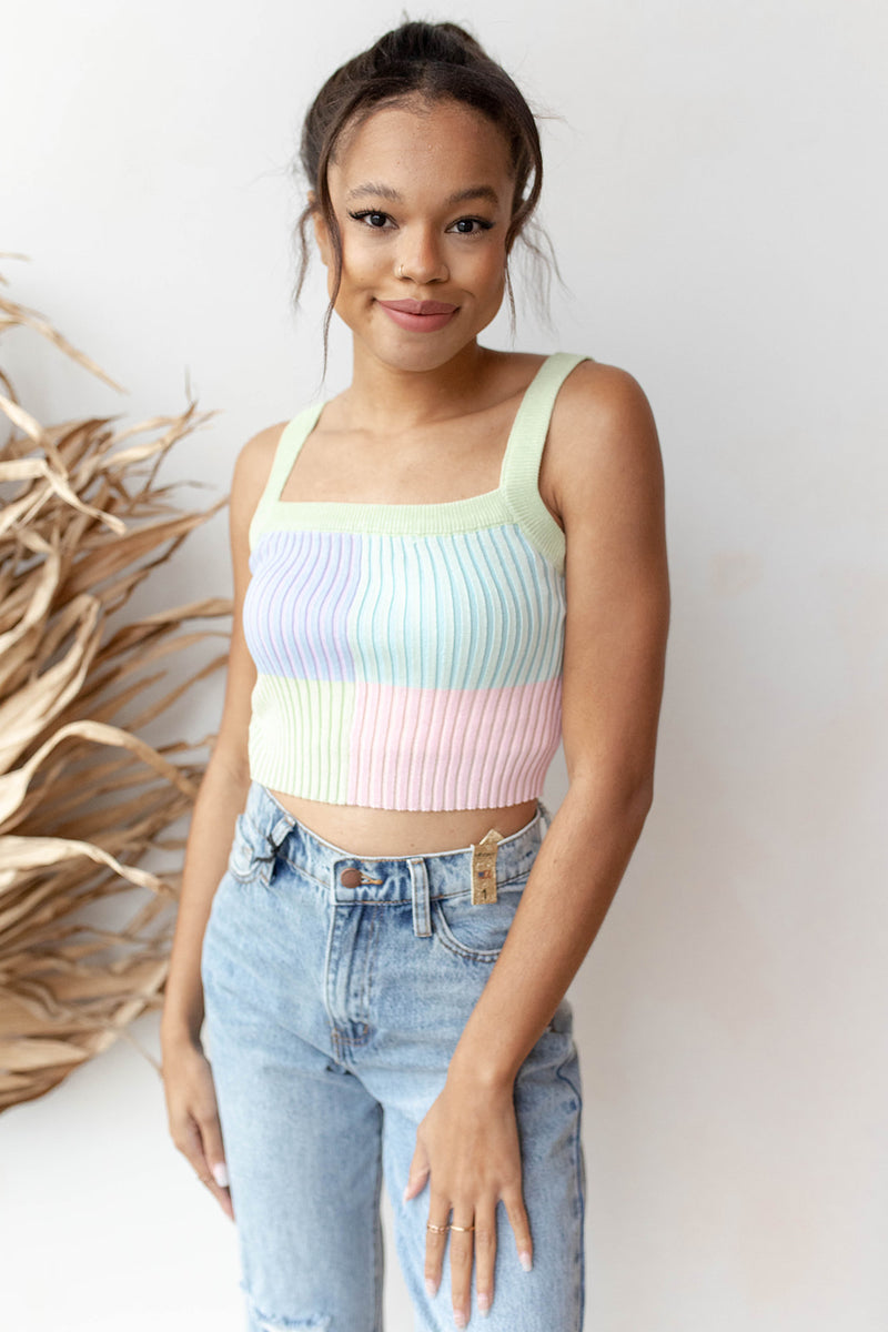 color block cardigan and tank set