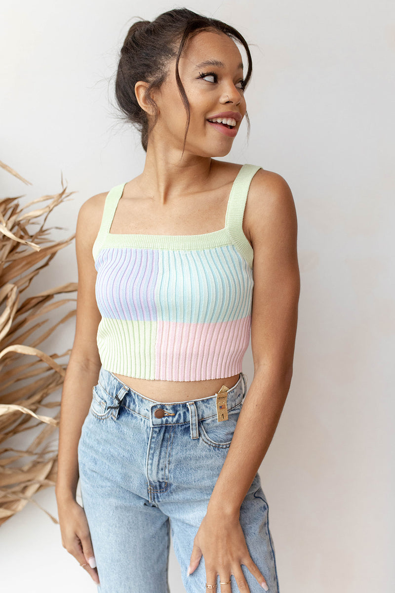color block cardigan and tank set