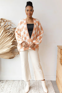 mode, checkmate cardigan