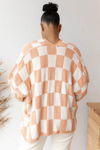mode, checkmate cardigan