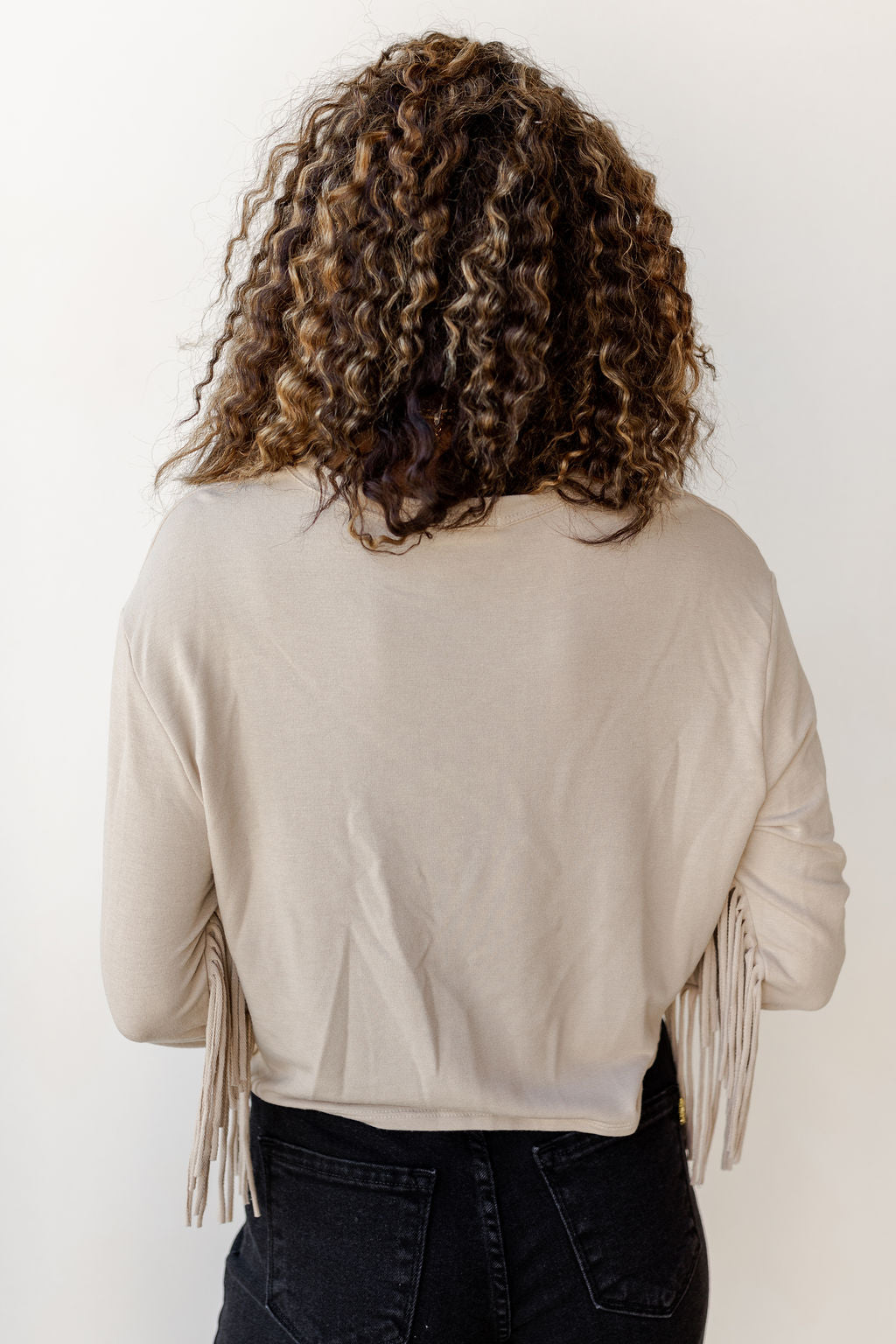 mode, french fringe long sleeve
