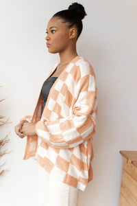 mode, checkmate cardigan