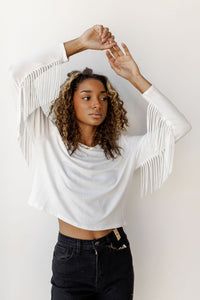 mode, french fringe long sleeve