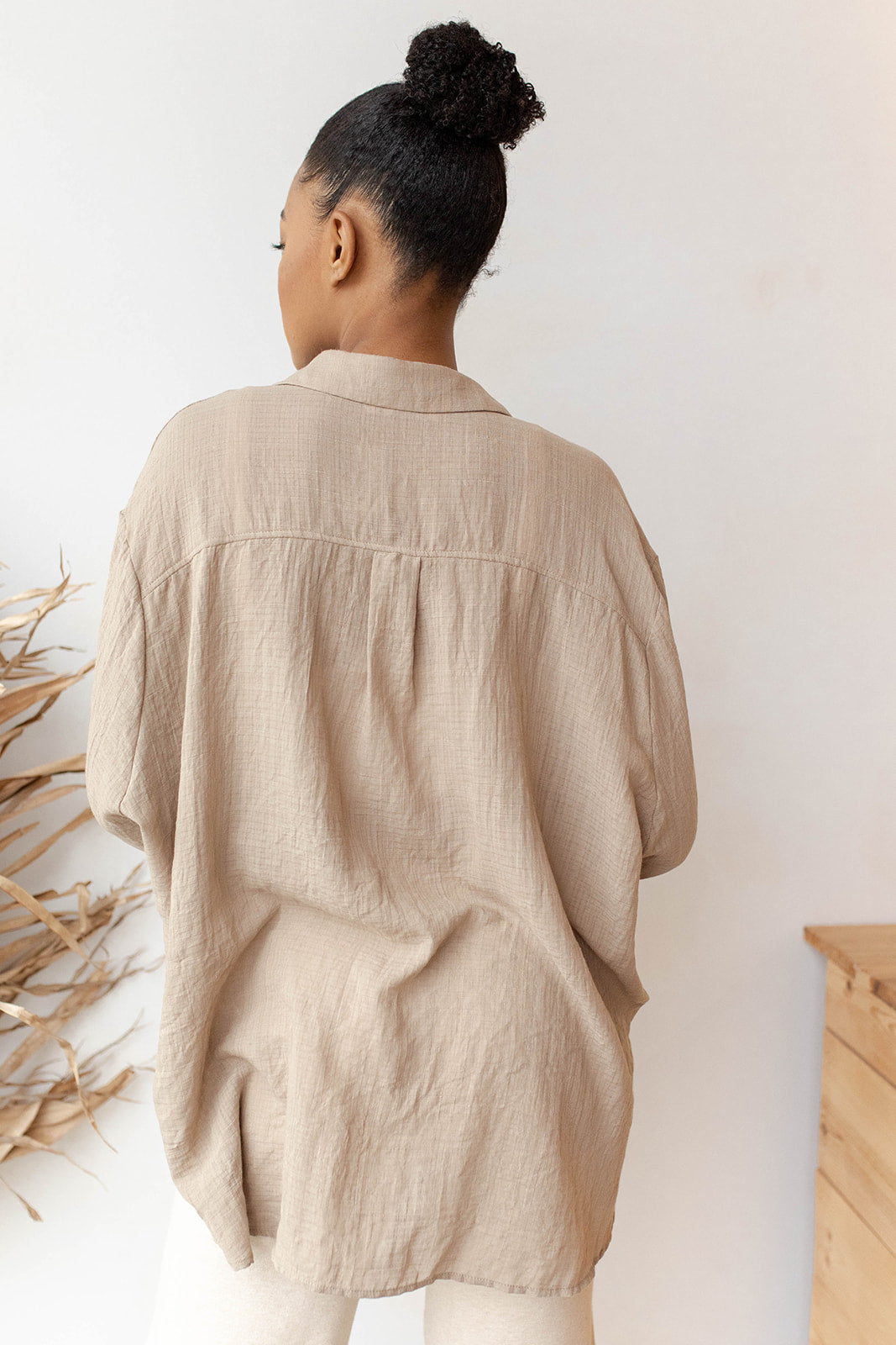 mode, see through button down shirt