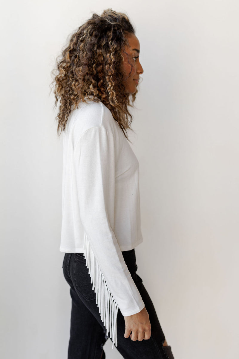 mode, french fringe long sleeve