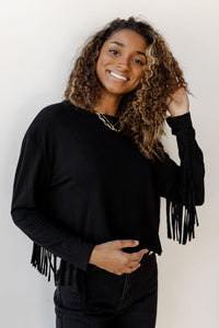 mode, french fringe long sleeve