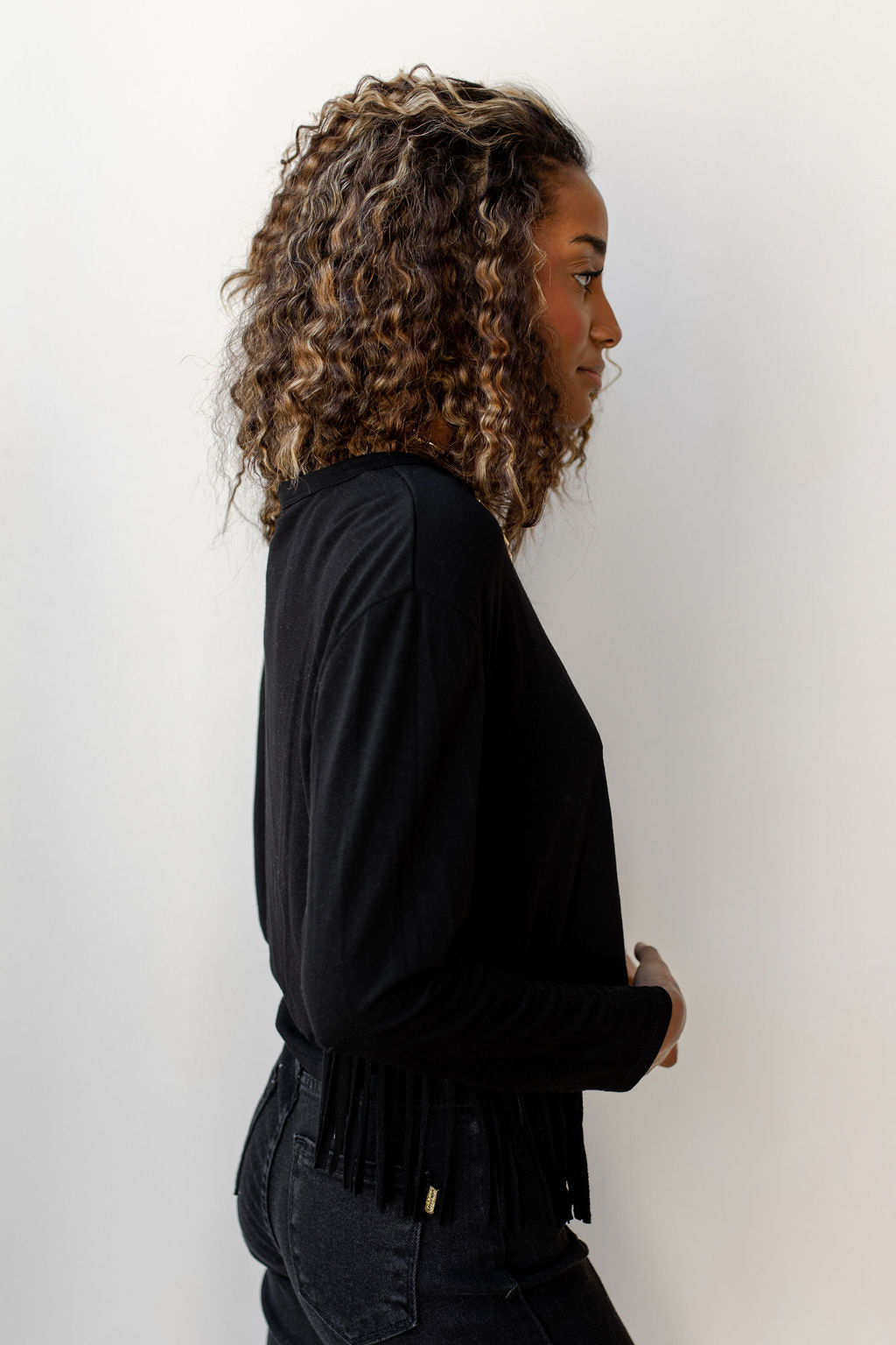 mode, french fringe long sleeve