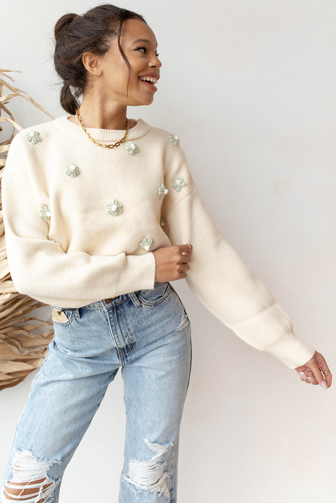 mode, lazy daisy sweater