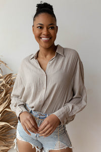 mode, see through button down shirt