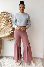 solid shirring pants