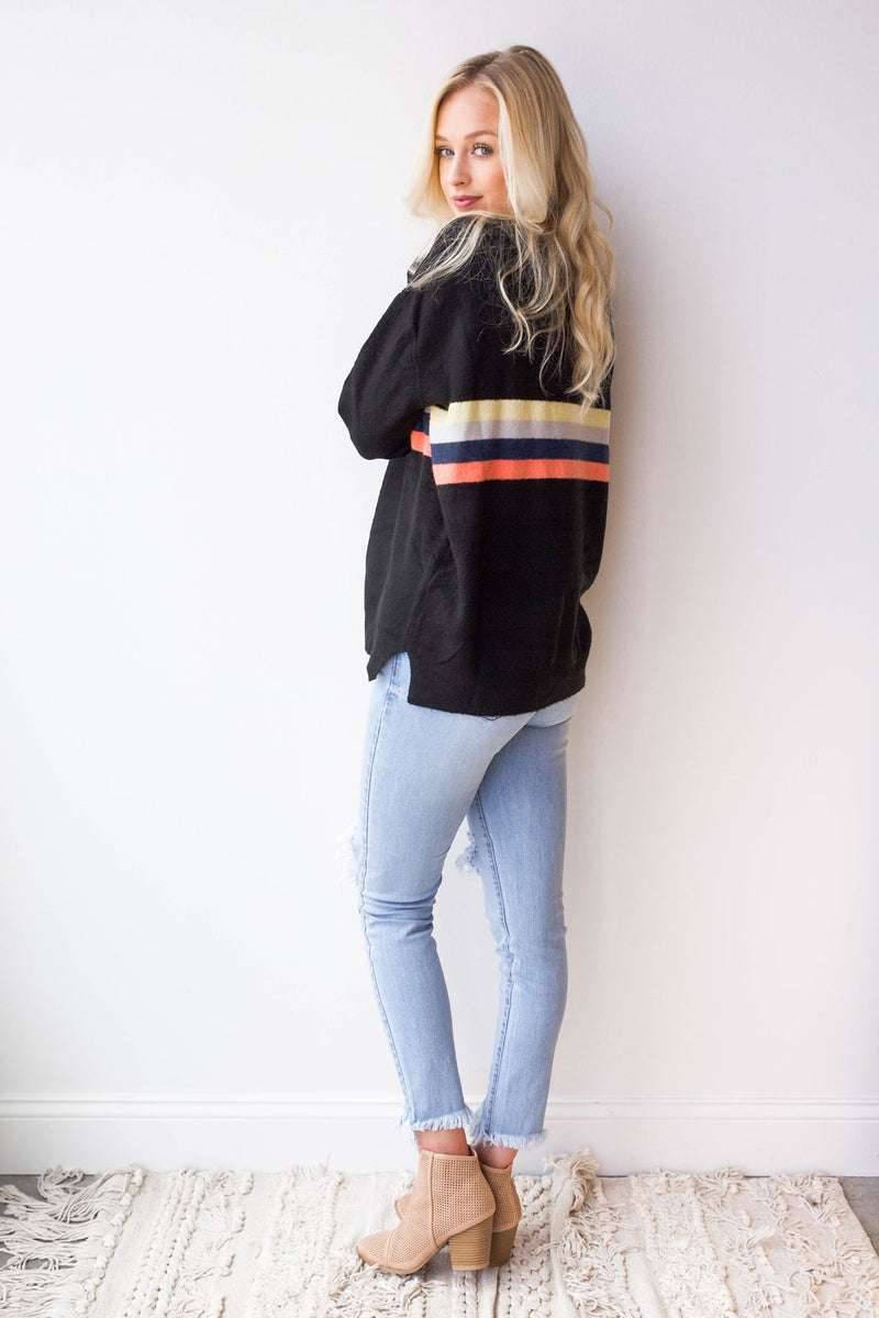 mode, living color striped sweater