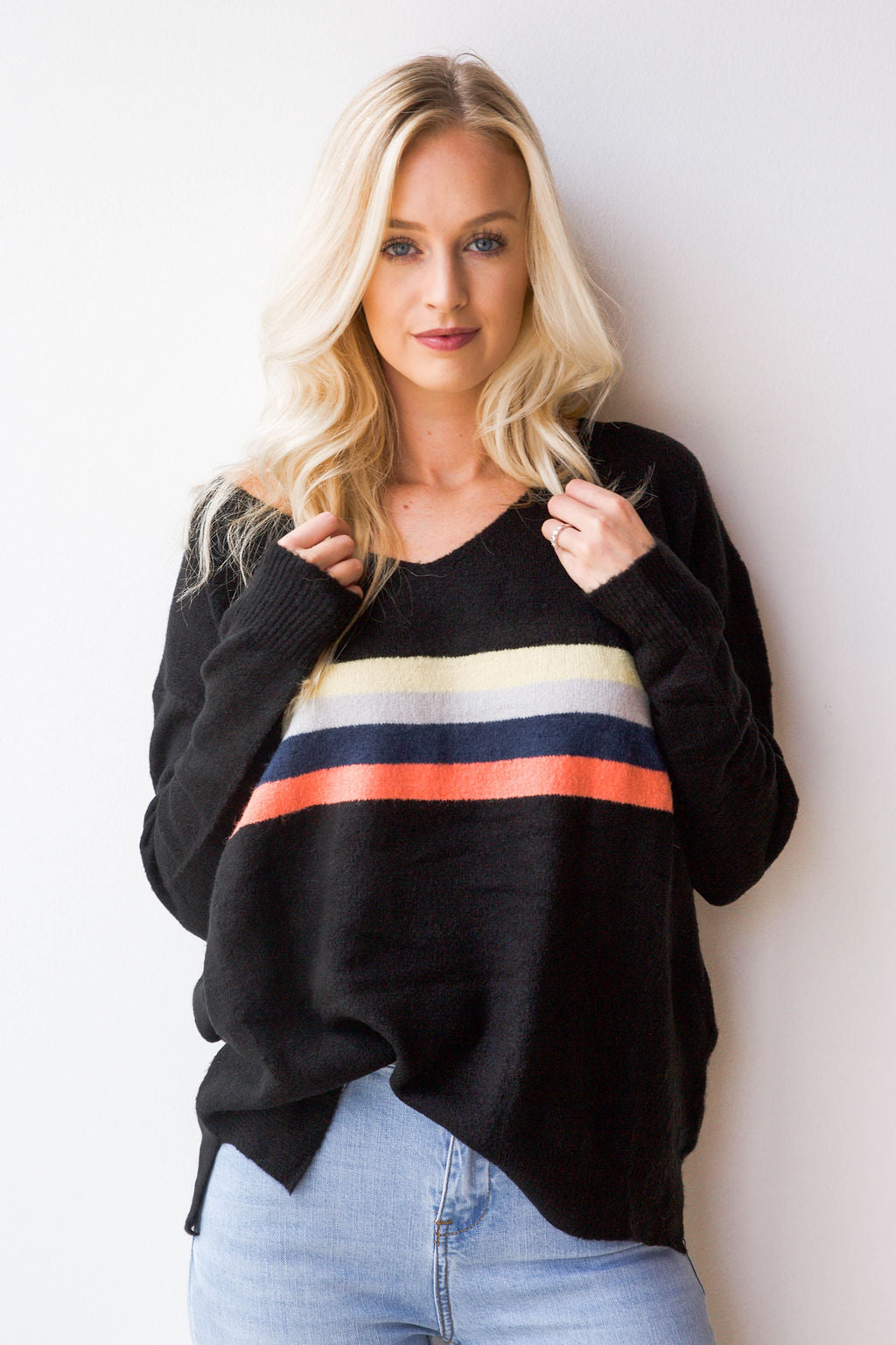 mode, living color striped sweater
