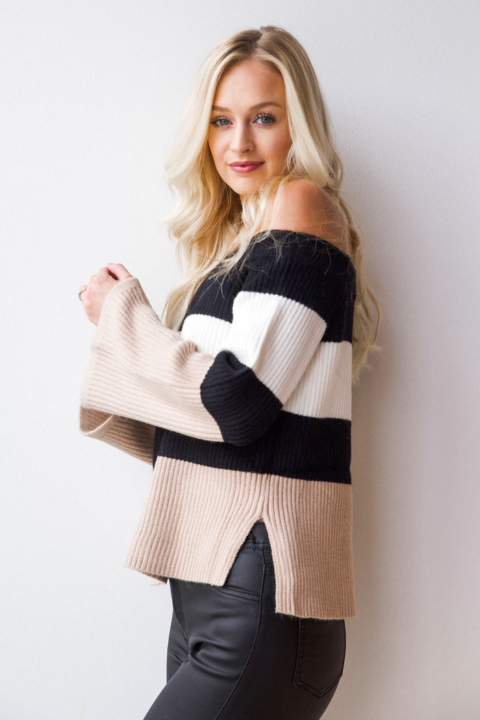 mode, shake it off striped sweater