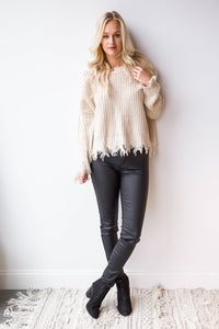 mode, reversible distressed sweater