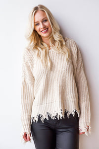 mode, reversible distressed sweater