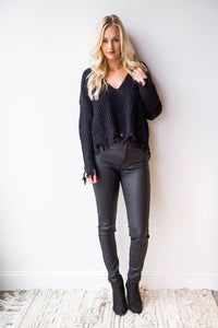 mode, reversible distressed sweater