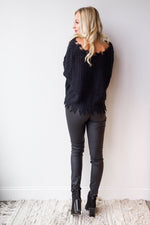 mode, reversible distressed sweater