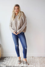 mode, chunky cable cropped hoodie