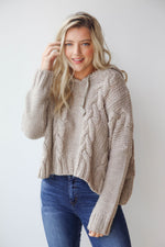 mode, chunky cable cropped hoodie