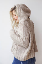 mode, chunky cable cropped hoodie