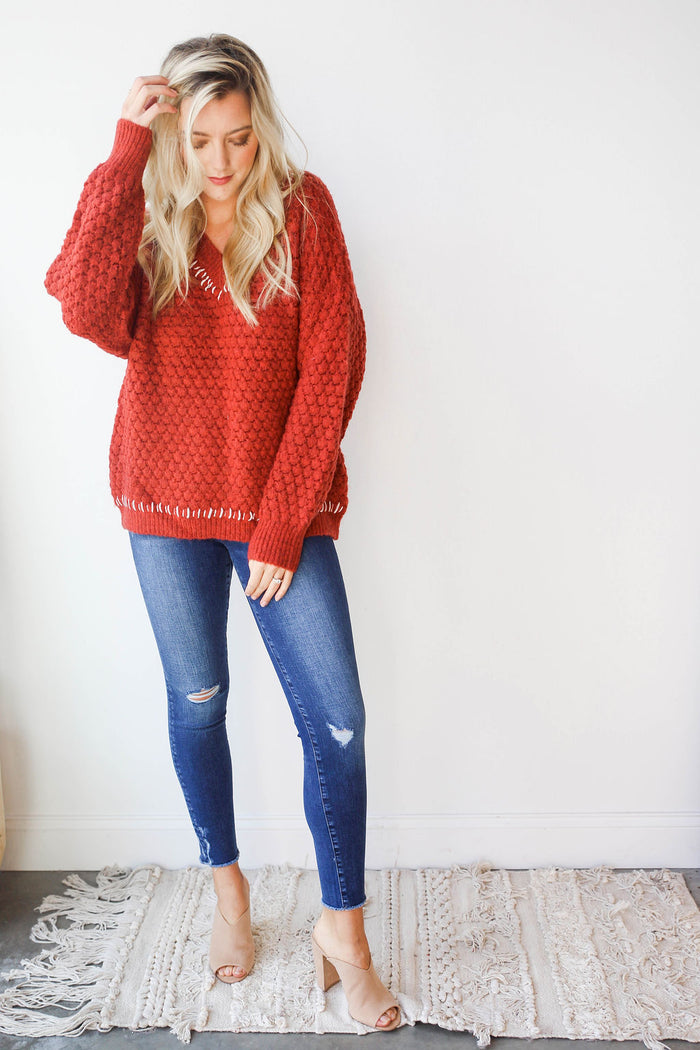 mode, stitched contrast sweater