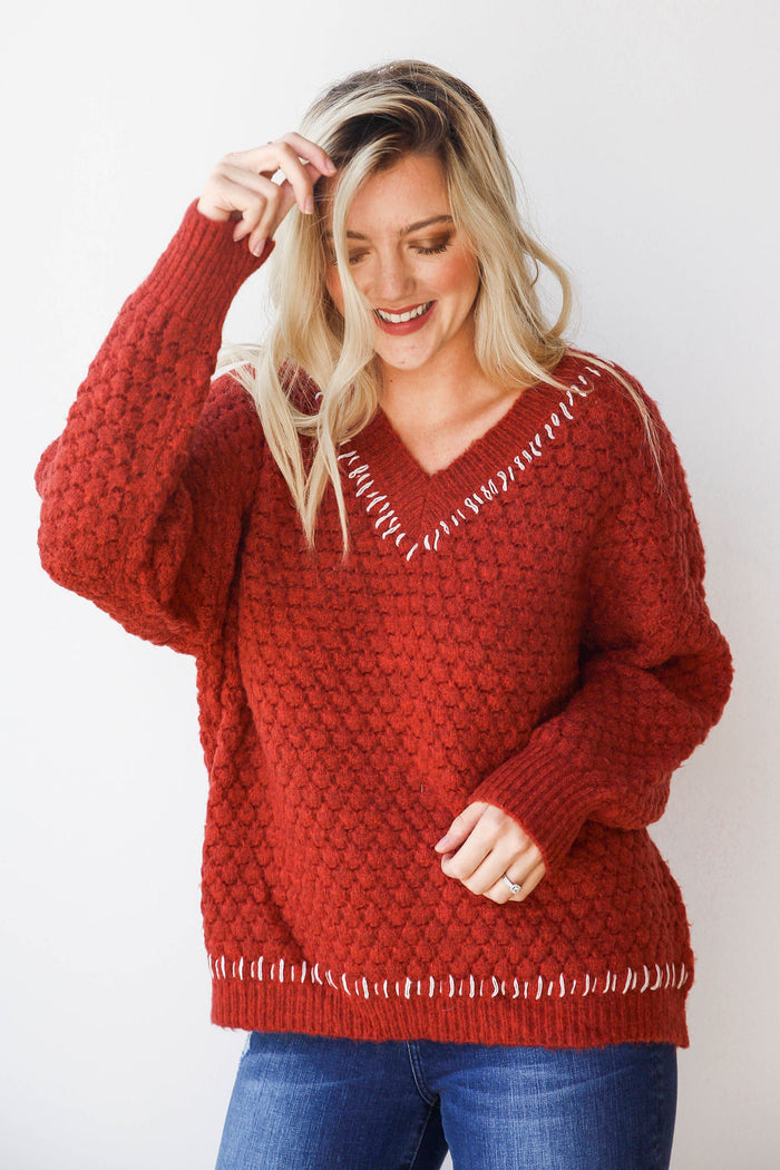 mode, stitched contrast sweater