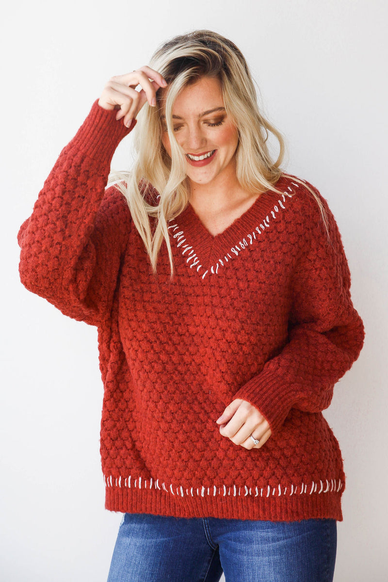 mode, stitched contrast sweater