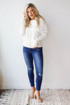 mode, off shoulder fringe top sweater