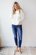 mode, off shoulder fringe top sweater