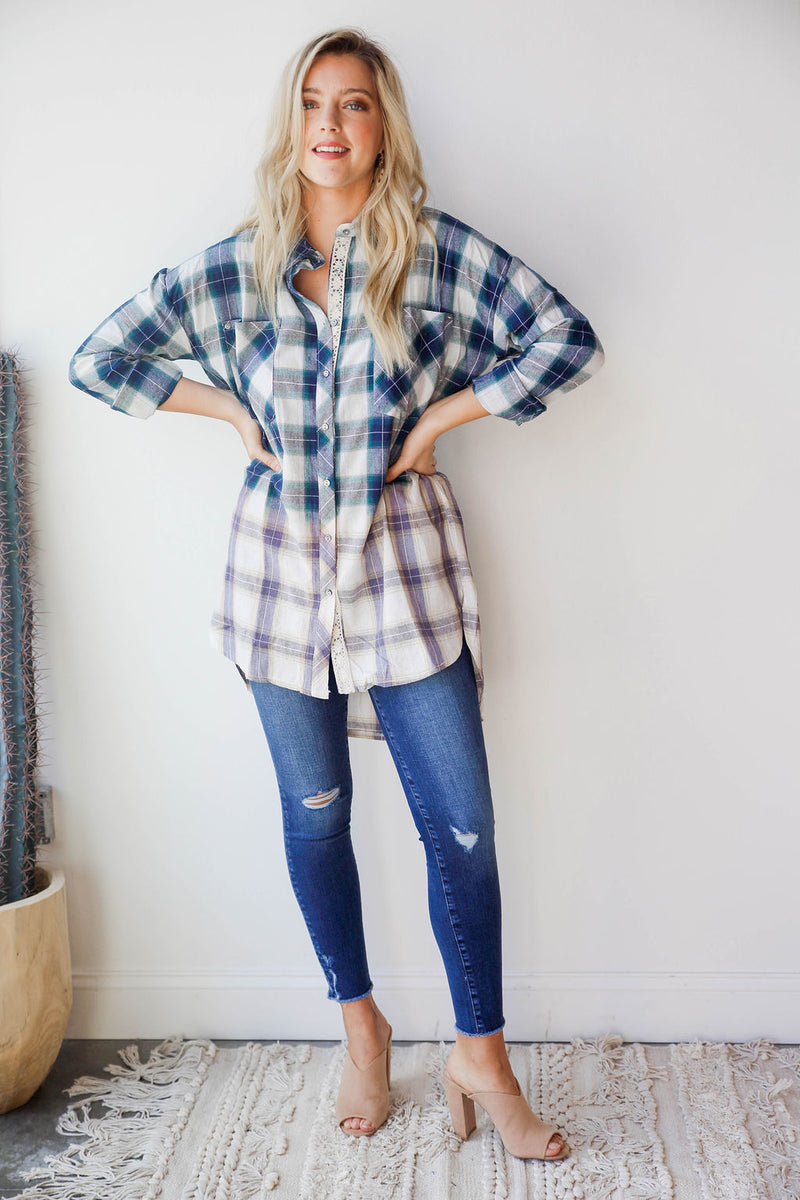 mode, vintage washed + dipped plaid