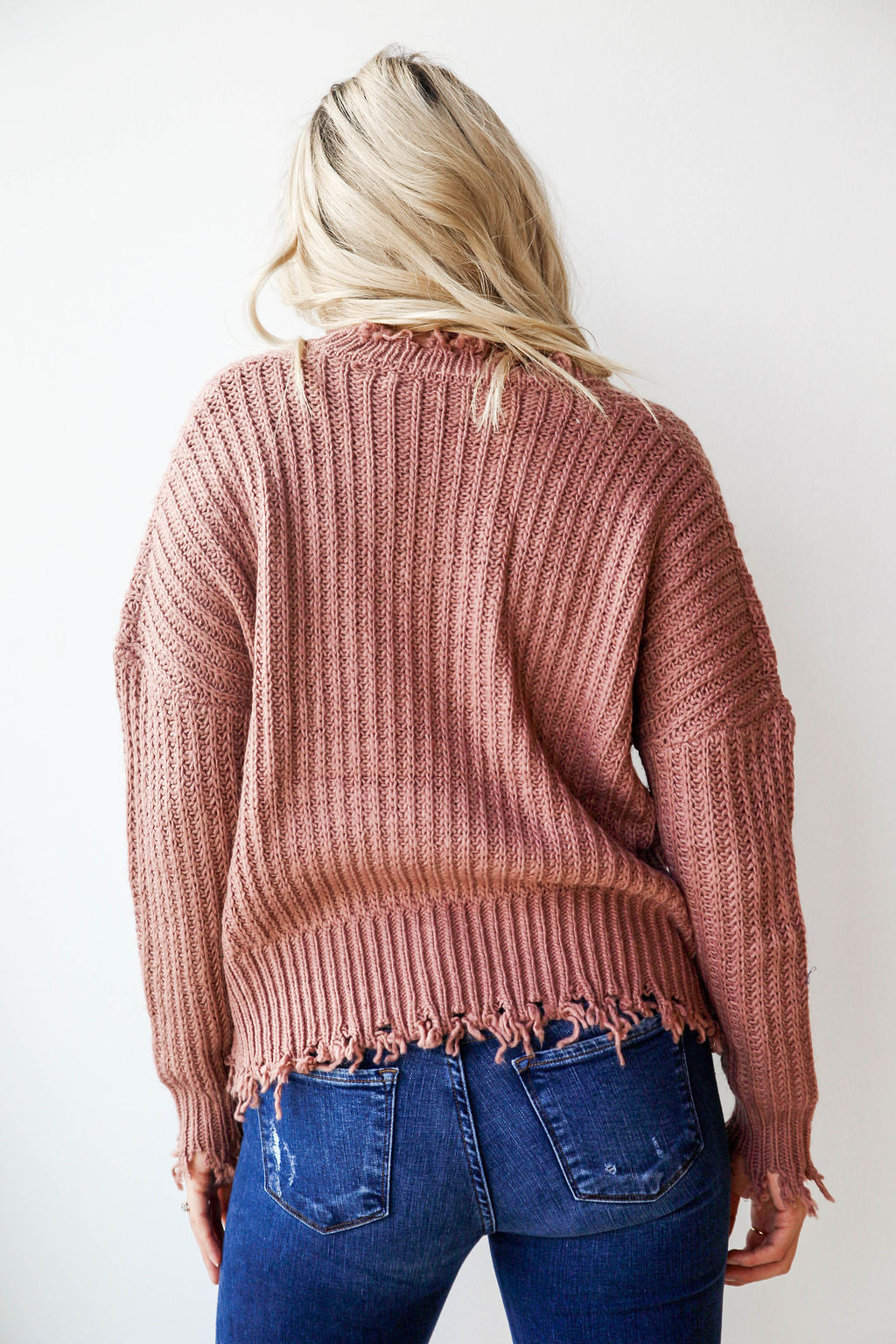 mode, rough edges sweater