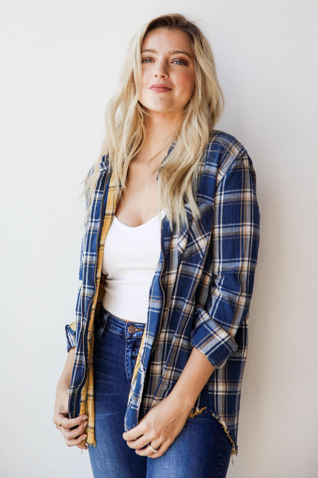 mode, inside and out plaid jacket