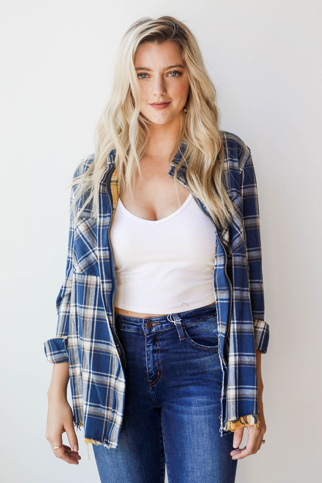 mode, inside and out plaid jacket
