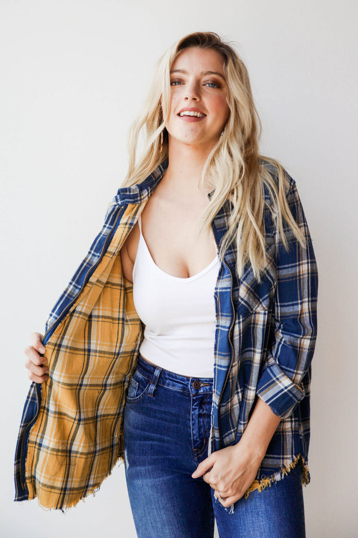 mode, inside and out plaid jacket