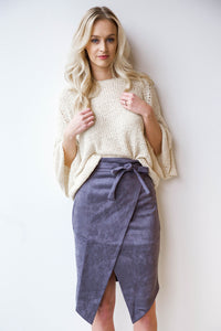 mode, suede midi skirt