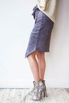 mode, suede midi skirt
