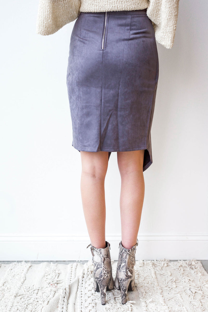 mode, suede midi skirt
