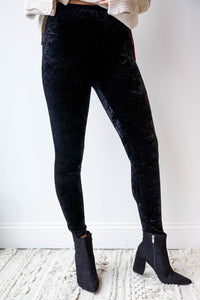 mode, high waist velvet crush leggings