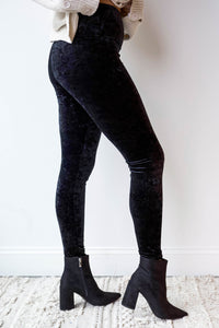 mode, high waist velvet crush leggings