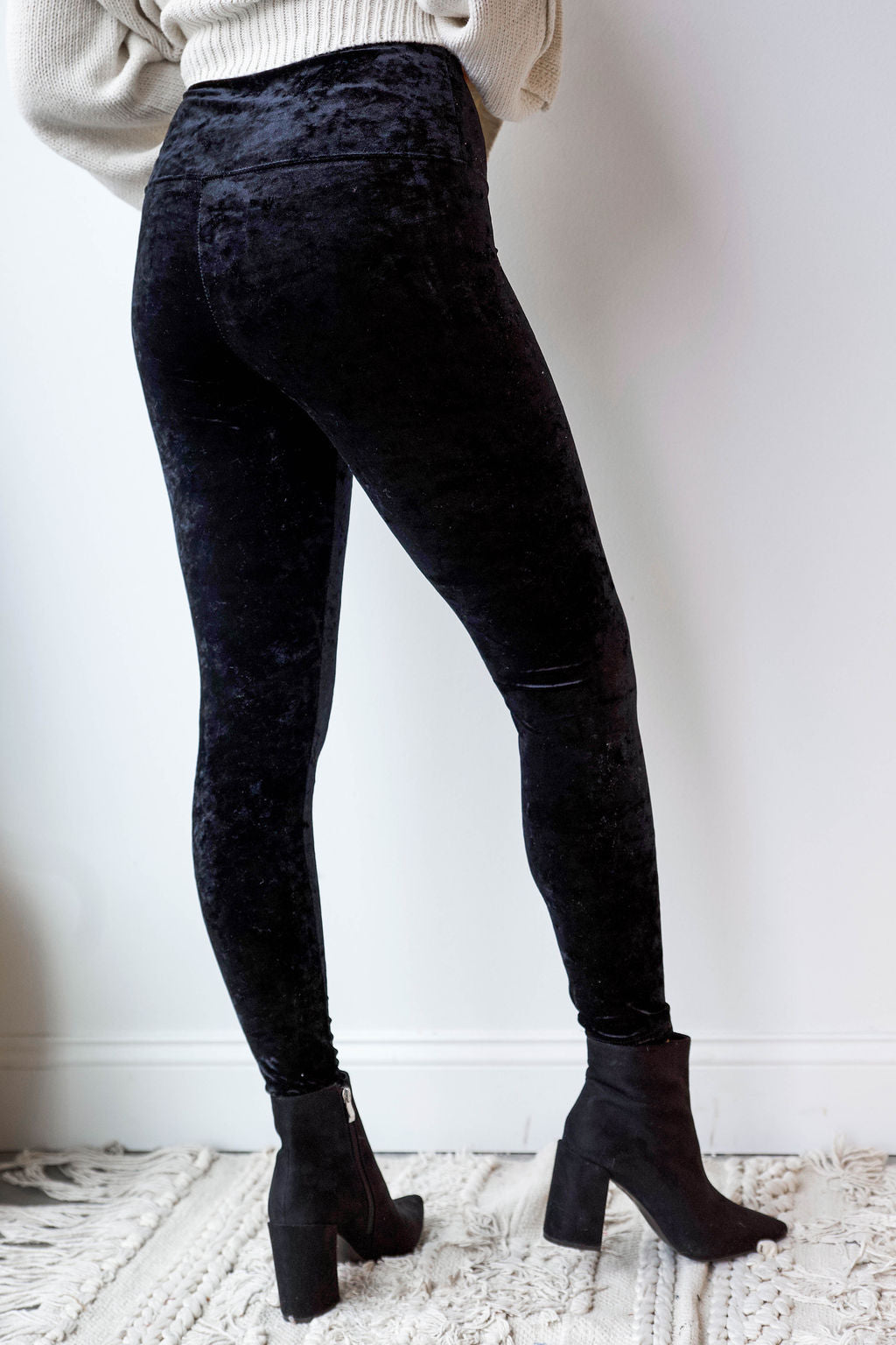 mode, high waist velvet crush leggings